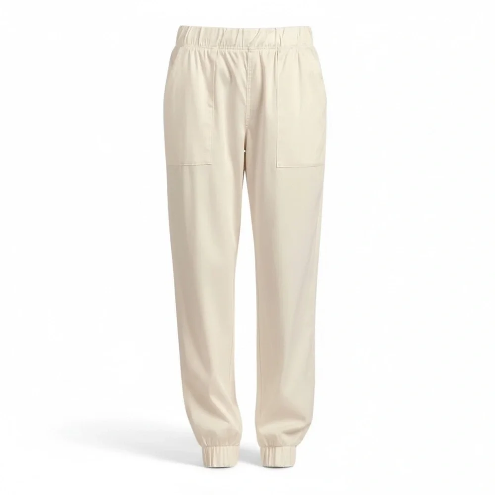 NWT Elan Cream Tencel Elastic Waist Cargo Jogger Pants Size Small